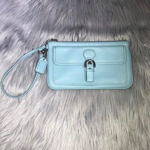 Light blue coach wristlet